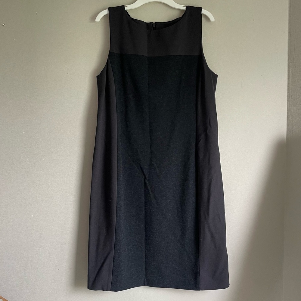Eileen Fisher Grey/Black Contrast Panel Sleeveless Dress